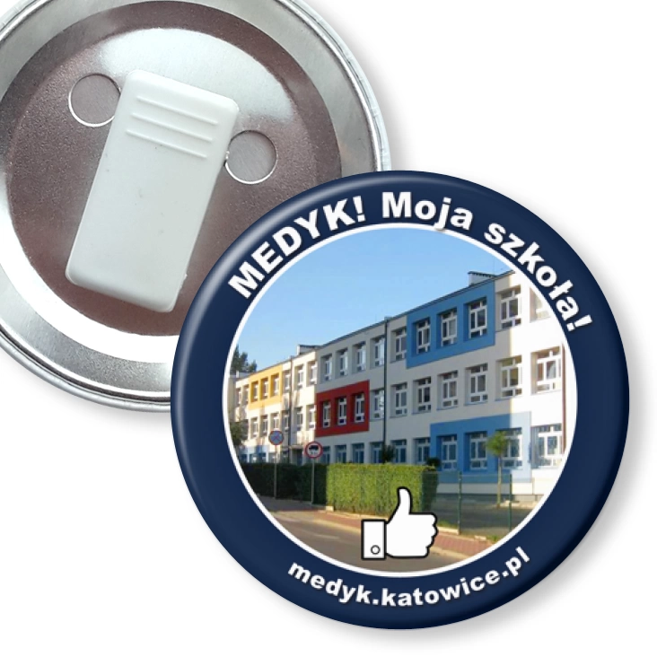 przypinka z żabką Medyk! Moja szkoła