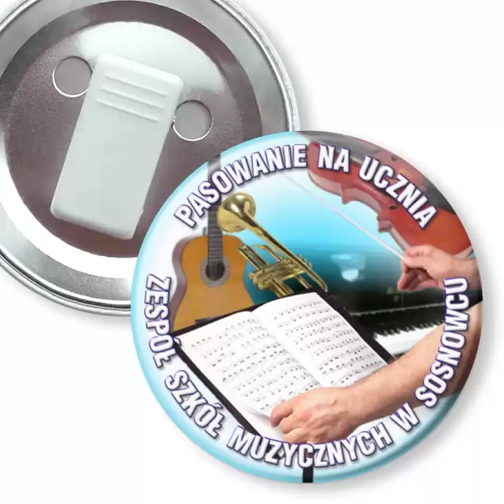 przypinka z żabką Pasowanie - Zespół Szkół Muzycznych w Sosnowcu