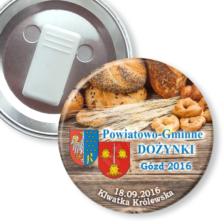 przypinka z żabką Powiatowo-Gminne Dożynki Gózd 2016