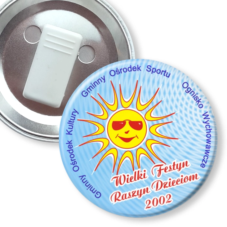 przypinka z żabką Raszyn Dzieciom 2002