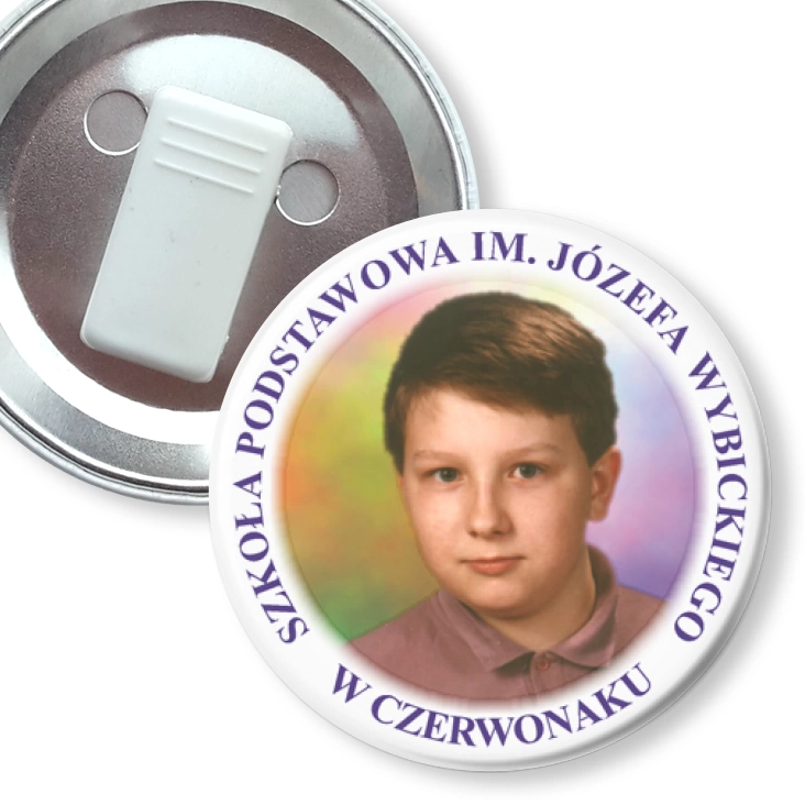 przypinka z żabką SP im. J. Wybickiego w Czerwonaku