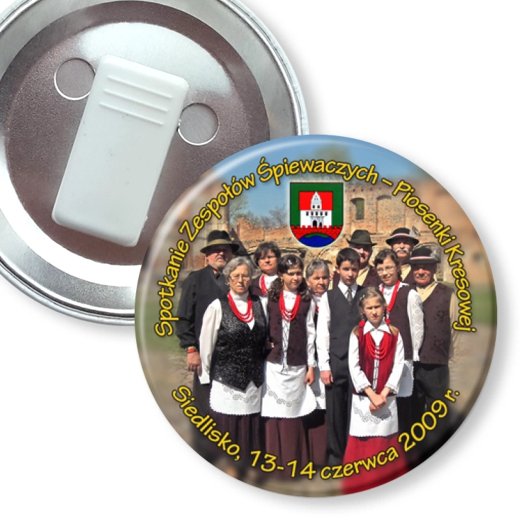 przypinka z żabką Spotkanie Zespołów Śpiewaczych - Piosenki Kresowej