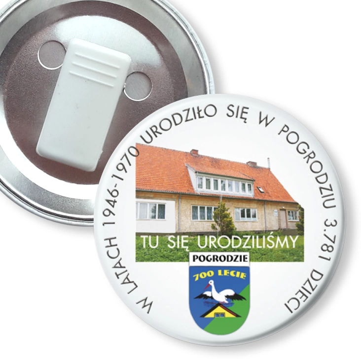 przypinka z żabką Tu się urodziliśmy - Podgrodzie