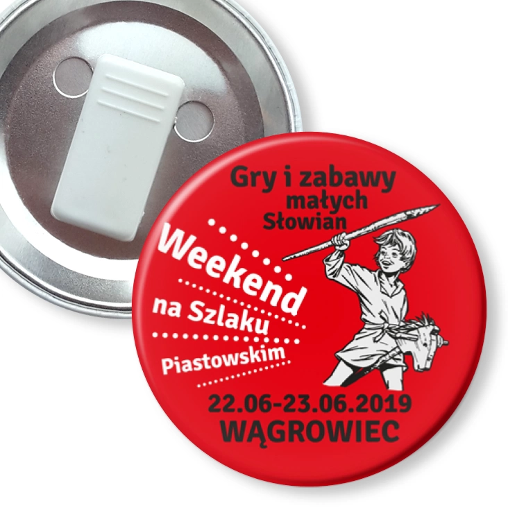 przypinka z żabką Weekend na Szlaku Piastowskim