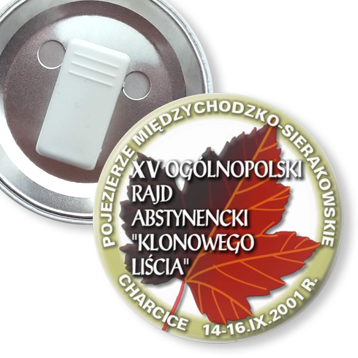 przypinka z żabką XV Ogólnopolski Rajd Abstynencki Klonowego Liścia