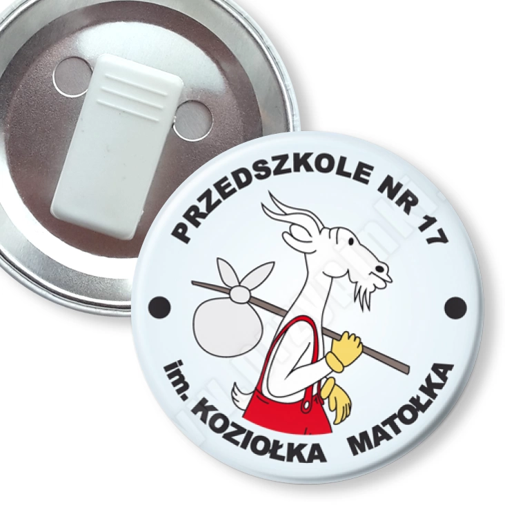 przypinka z żabką Przedszkole nr 17 im. Koziołka Matołka