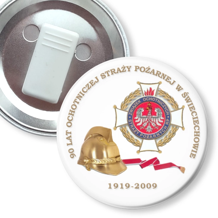 przypinka z żabką 90 lat OSP w Świeciechowie