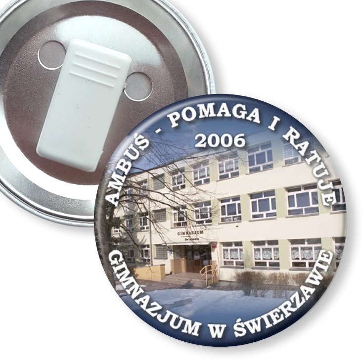 przypinka z żabką Ambuś - pomaga i ratuje
