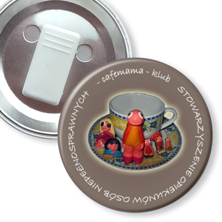 przypinka z żabką Cafe Mama