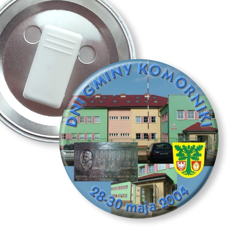 przypinka z żabką Dni Gminy Komorniki 2004