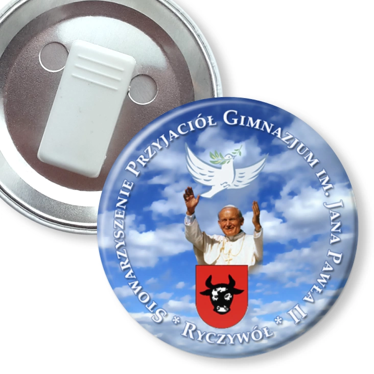 przypinka z żabką Gimnazjum Ryczywół