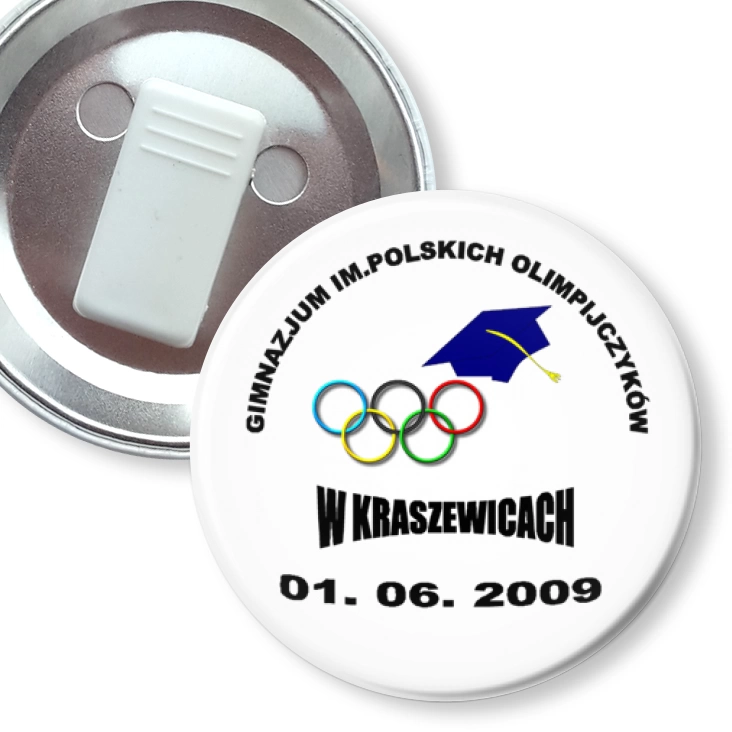 przypinka z żabką Gimnazjum w Kraszewicach