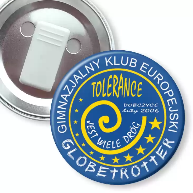 przypinka z żabką Globetrotter - Gimnazjalny Klub Europejski w Dobrzycach 2006