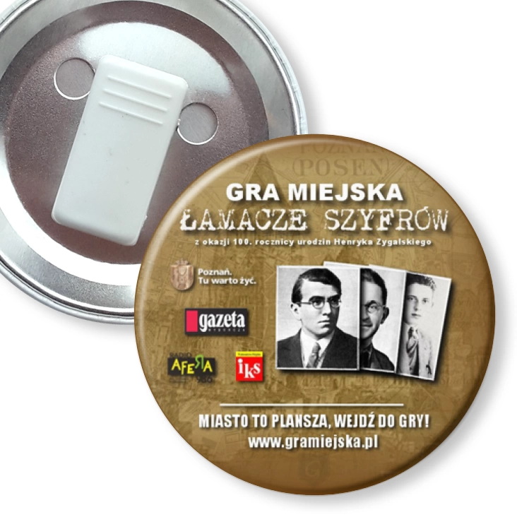 przypinka z żabką Gra Miejska Łamacze Szyfrów