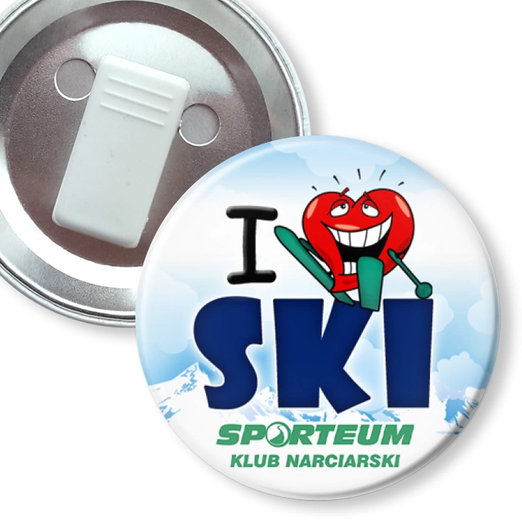przypinka z żabką I love ski