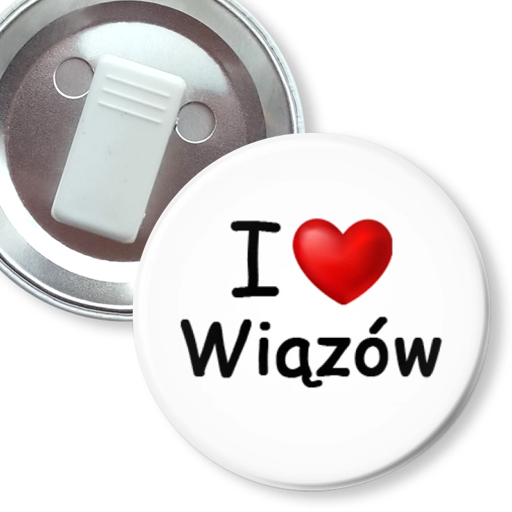 przypinka z żabką I love Wiązów