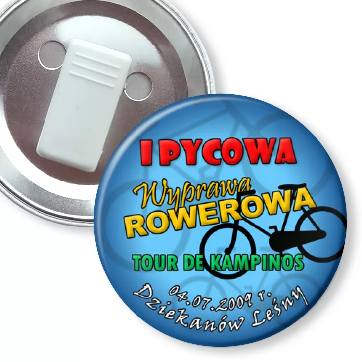 przypinka z żabką I Pycowa Wyprawa Rowerowa