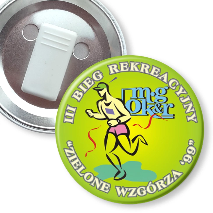 przypinka z żabką II Bieg Rekreacyjny Zielone Wzgórza 99