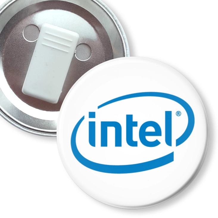 przypinka z żabką Intel