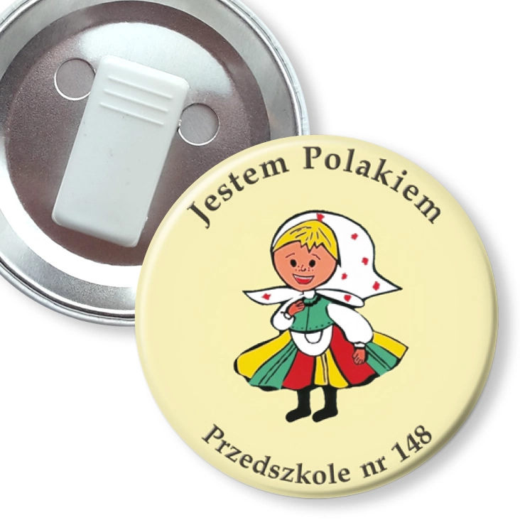 przypinka z żabką Jestem Polakiem - Przedszkole nr 148