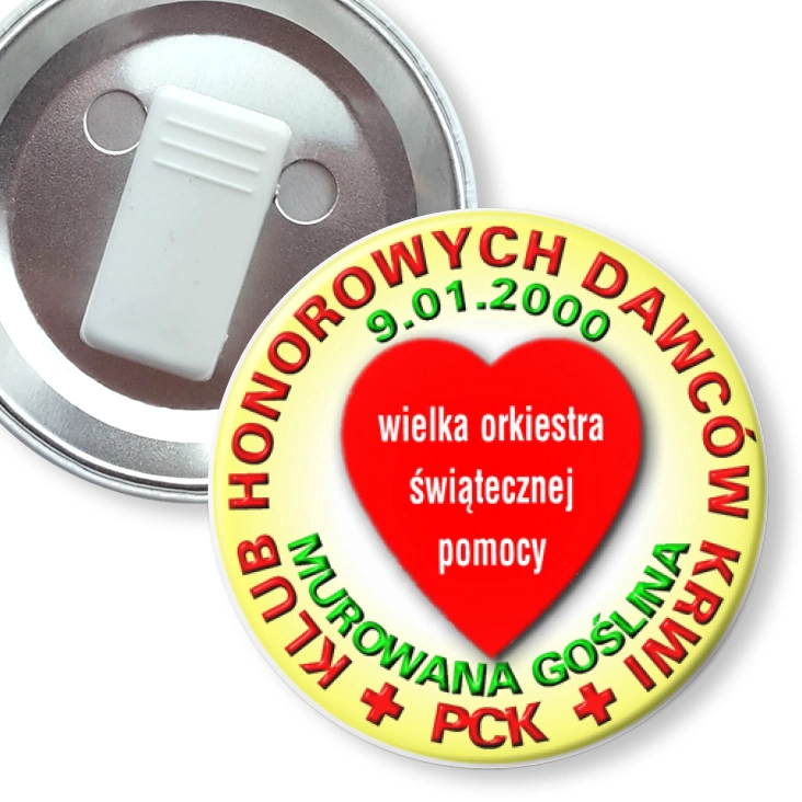 przypinka z żabką Klub Honorowych Dawców Krwi