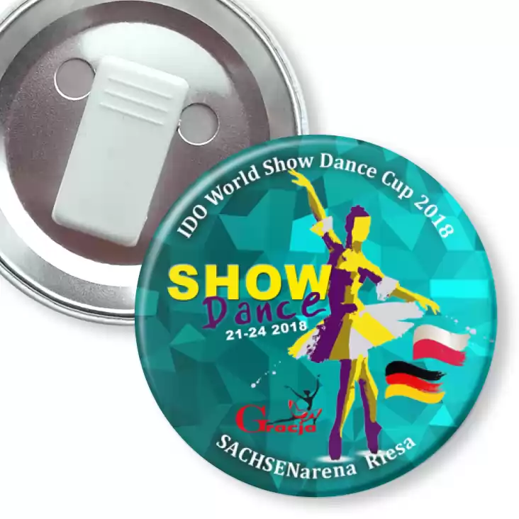 przypinka z żabką Mistrzostwa Świata IDO World Show Dance
