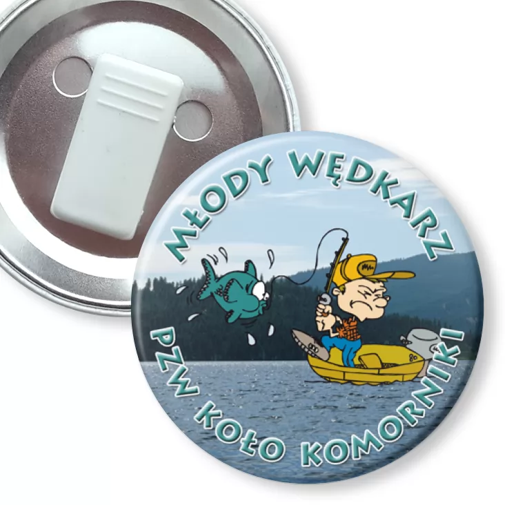 przypinka z żabką Młody Wędkarz