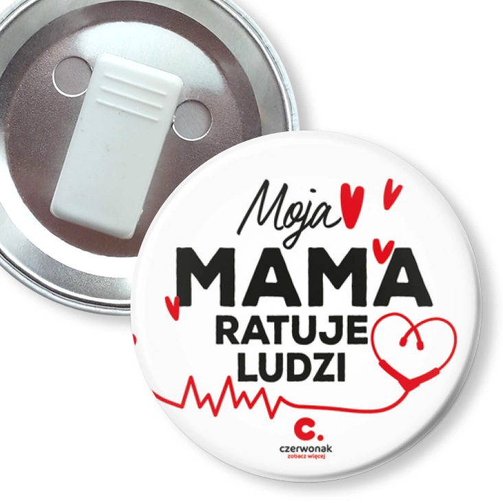 przypinka z żabką Moja mama ratuje ludzi