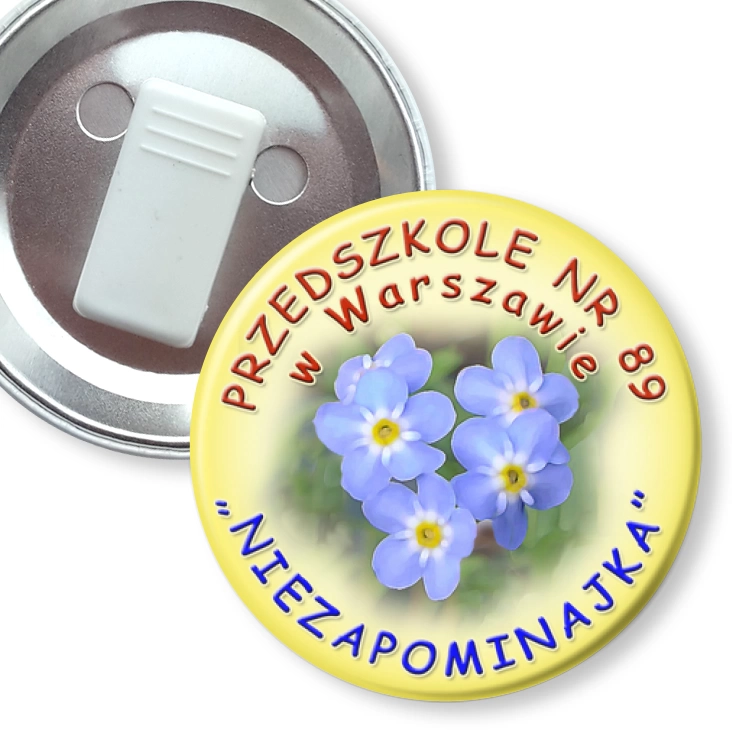 przypinka z żabką Przedszkole nr 89 w Warszawie
