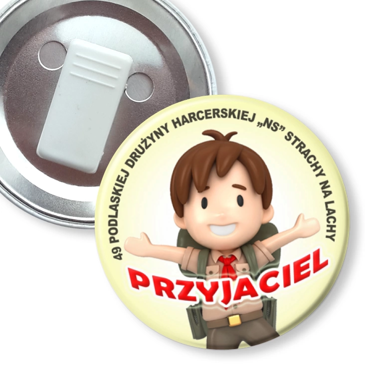 przypinka z żabką Przyjaciel 49 Podlaskiej Drużyny Harcerskiej NS Strachy na Lachy