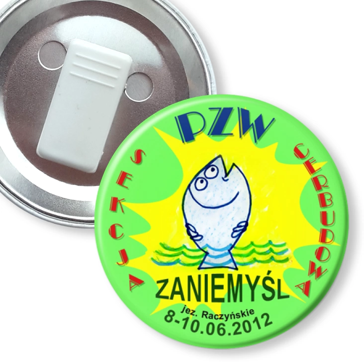 przypinka z żabką PZW Sekcja Cerbudowa
