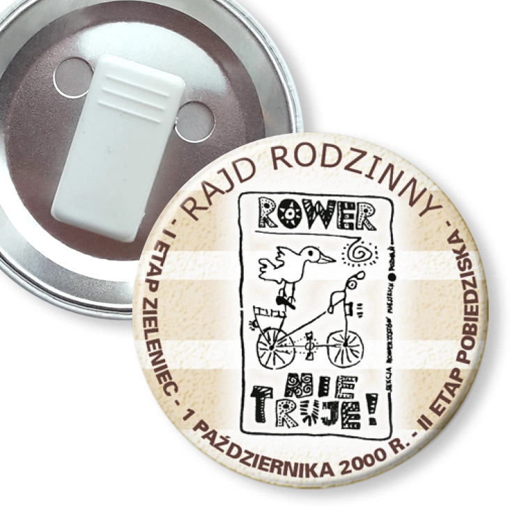 przypinka z żabką Rajd Rodzinny - Rower Nie Truje!