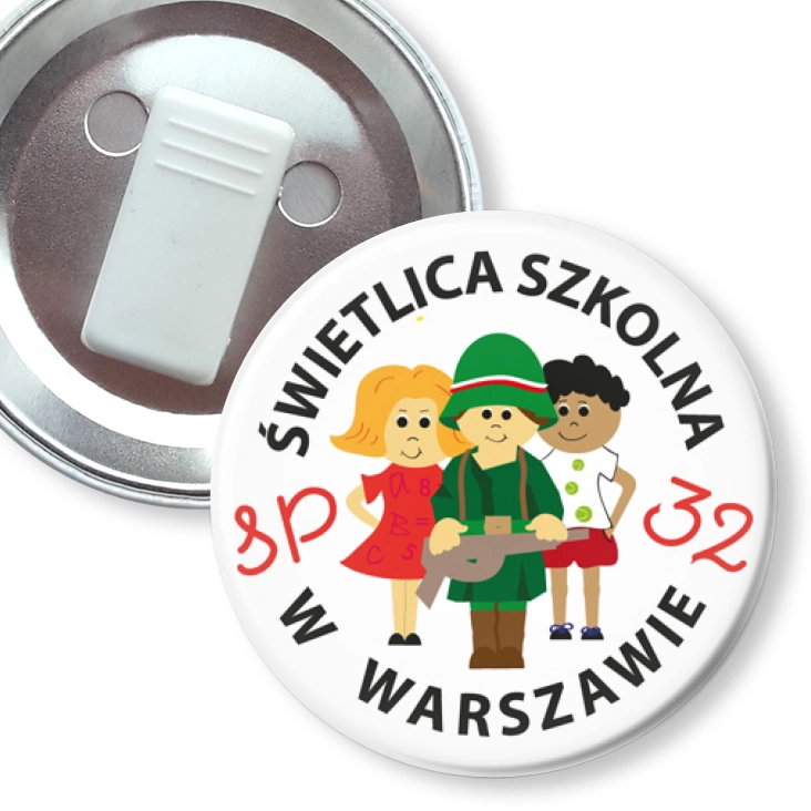 przypinka z żabką Świtlica Szkolna SP 32 w Warszawie