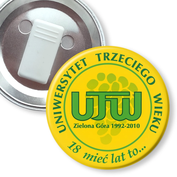 przypinka z żabką Uniwersytet Trzeciego Wieku
