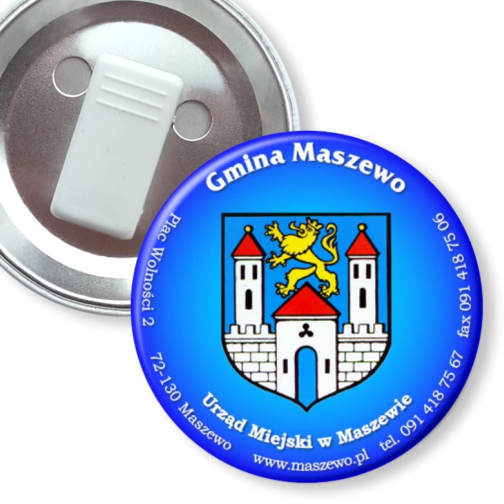 przypinka z żabką Urząd Miejski w Meszewie