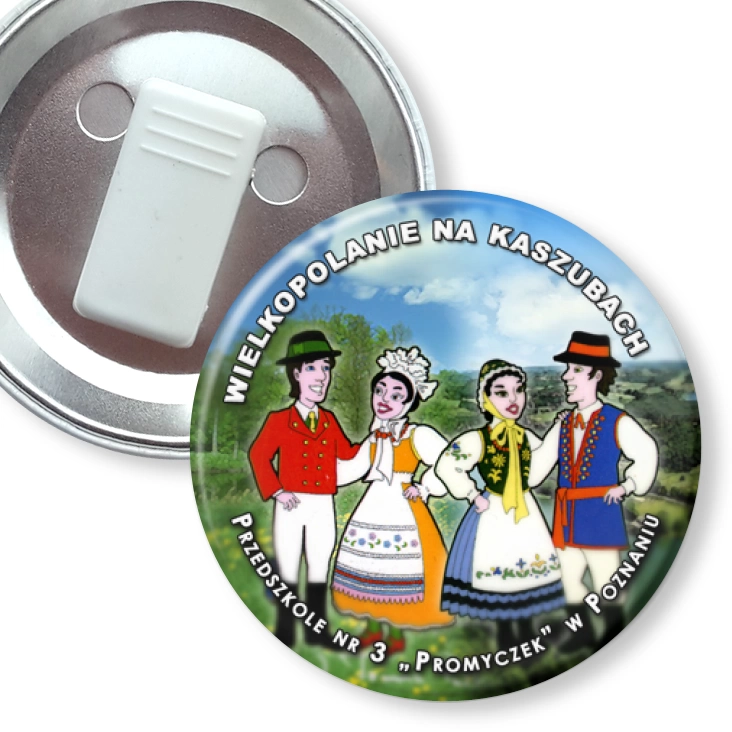 przypinka z żabką Wielkopolanie na Kaszubach