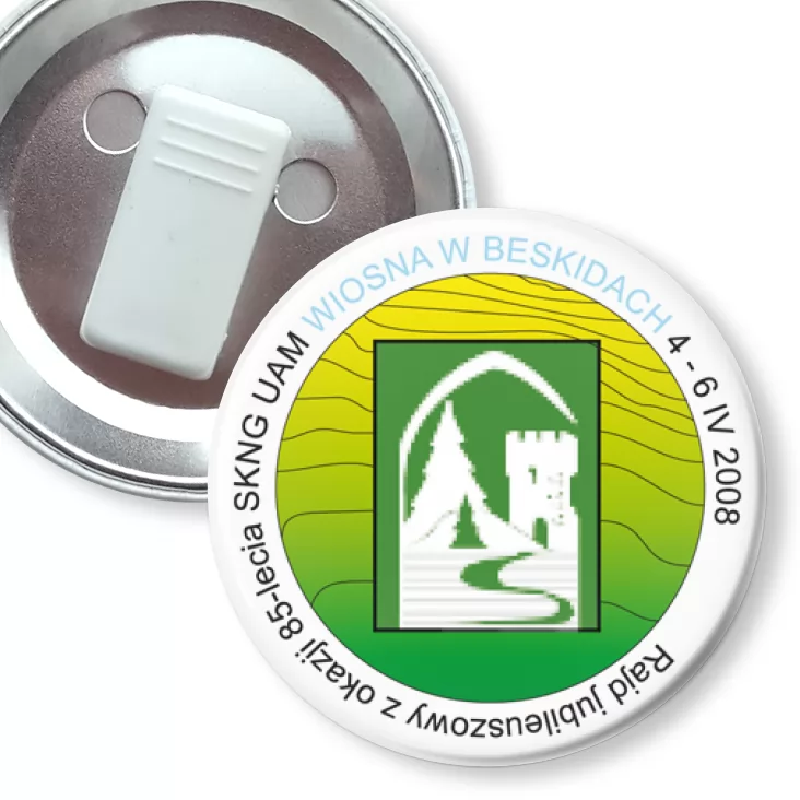 przypinka z żabką Wiosna w Beskidach