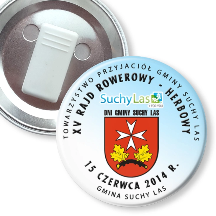 przypinka z żabką XV Rajd Rowerowy Herbowy - Suchy Las 2014