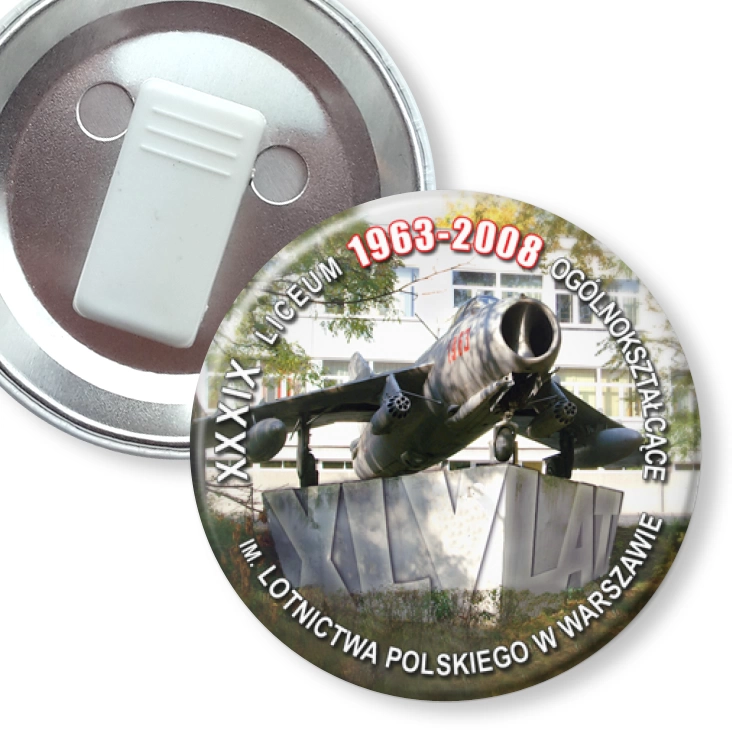 przypinka z żabką XXXIX LO w Warszawie