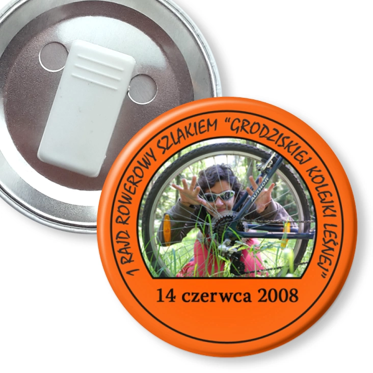 przypinka z żabką Rajd Rowerowy Szlakiem Grodziskiej Kolei Leśnej