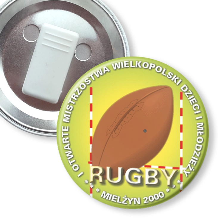 przypinka z żabką RUGBY - I Otwarte Mistrzostwa Wielkopolski Dzieci i Młodzieży