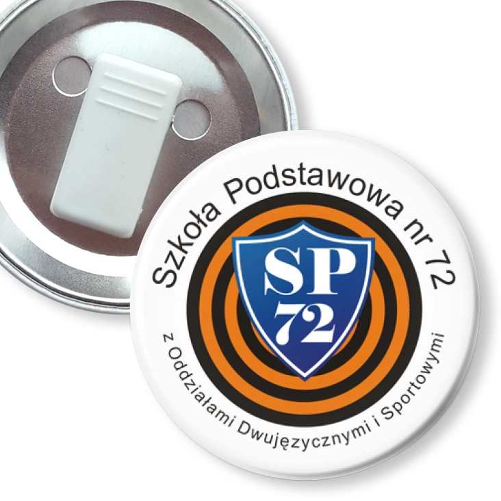 przypinka z żabką SP nr 72 w Poznaniu