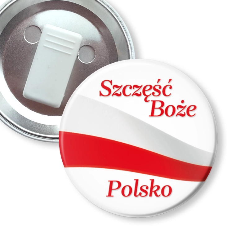 przypinka z żabką Szczęść Boże Polsko