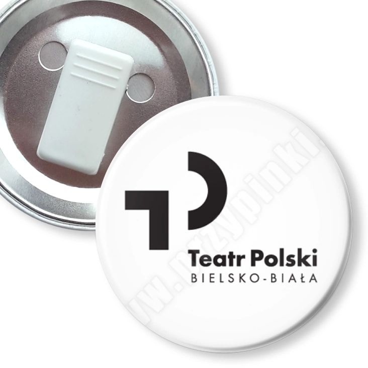 przypinka z żabką Teatr Polski Bielsko-Biała