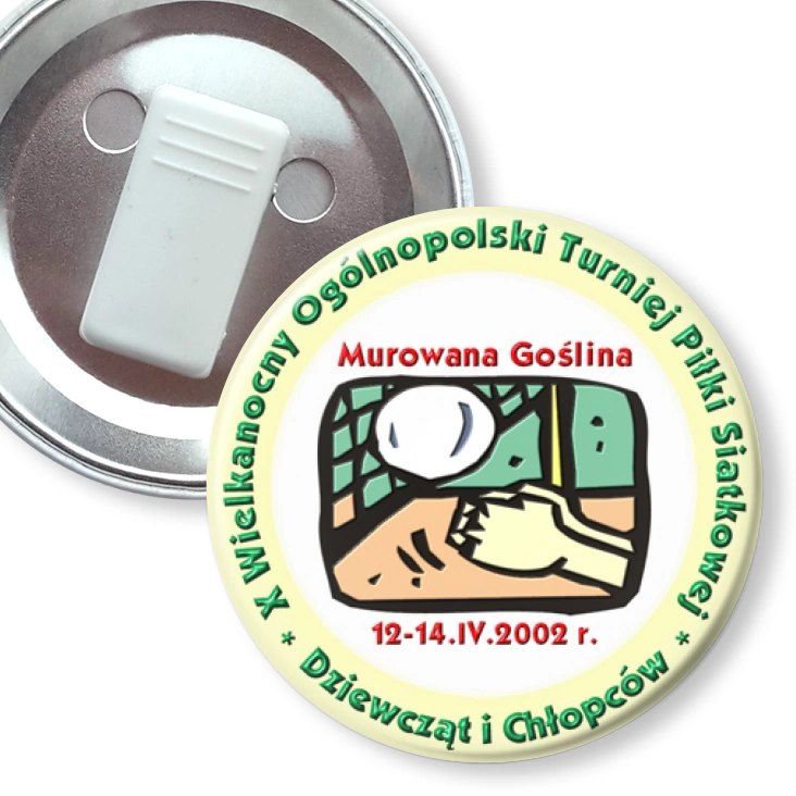 przypinka z żabką X Wielkanocny Ogólnopolski Turneij Piłki Siatkowej