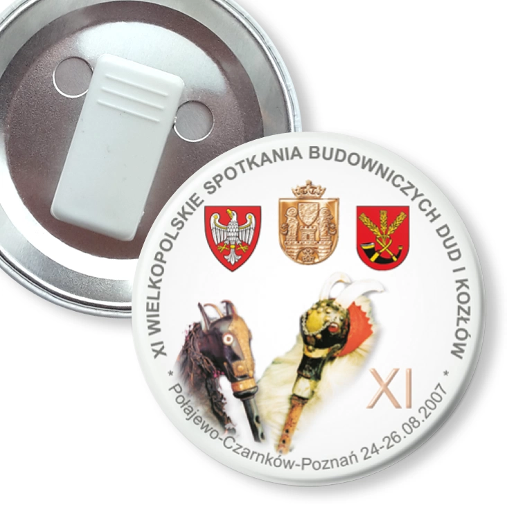 przypinka z żabką XI Wielkopolskie Spotkania Budowniczych Dud i Kozłów