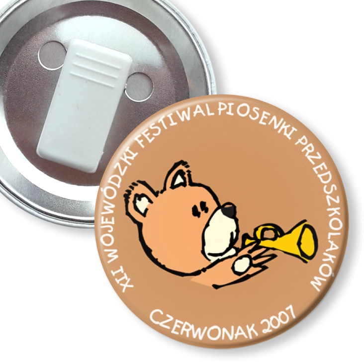 przypinka z żabką XII Wojewódzki Festiwal Piosenki Przedszkolaków