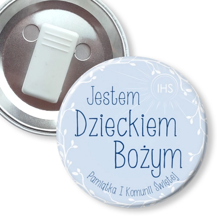 przypinka z żabką Jestem Dzieckiem Bożym