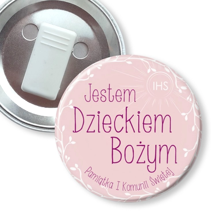 przypinka z żabką Jestem Dzieckiem Bożym