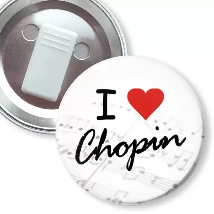 przypinka z żabką I love Chopin